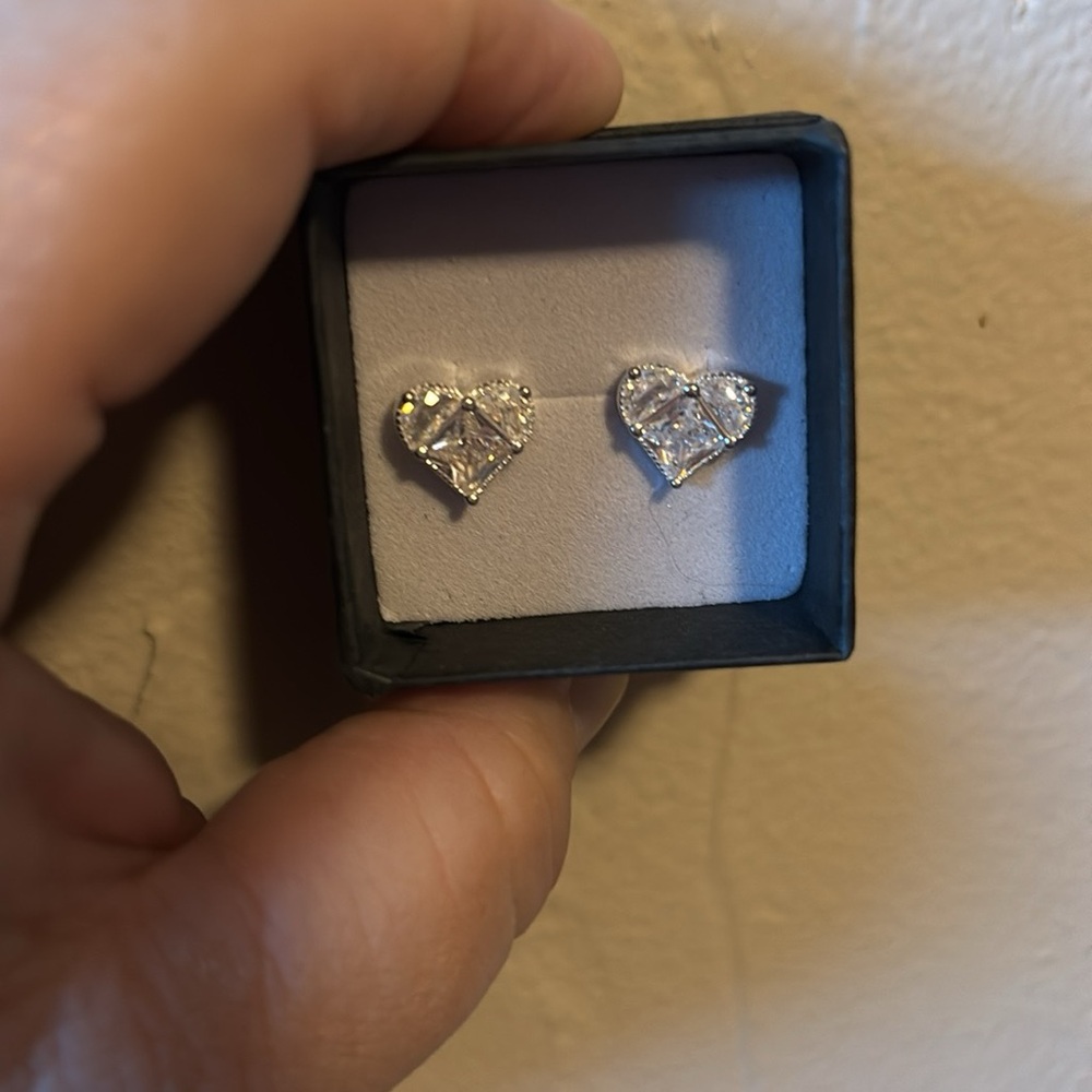Elegant Silver Heart Stud Earrings